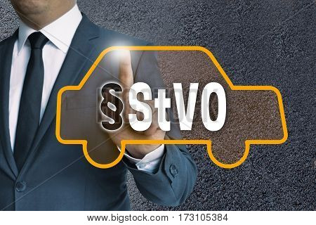 Stvo Auto Touchscreen Is Operated By Businessman Concept