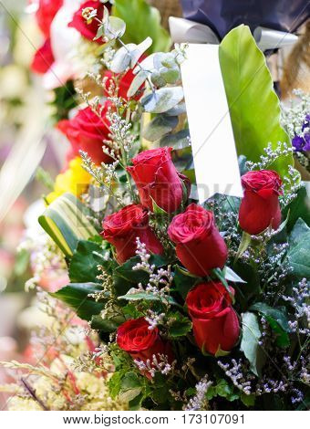 Bouquet of beautiful red roses. Valentines day.
