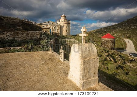 Small Church At  Side Of Road Near Isternia At Tinos