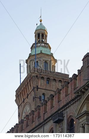 Bologna Italy detail of palazzo comunale storical building