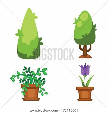 Cartoon tree vector illustration isolated on white background. Color environment trunk freshness natural eco icon. Organic plant juicy farm ripe agriculture.