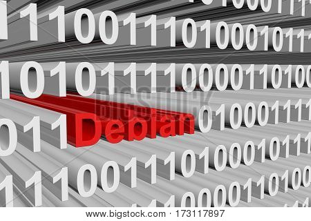 debian in the form of binary code, 3D illustration