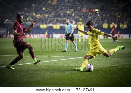 VILLARREAL, SPAIN - FEBRUARY 16: Costa with ball during UEFA Europa League match between Villarreal CF and AS Roma at Ceramica Stadium on February 16, 2017 in Villarreal, Spain