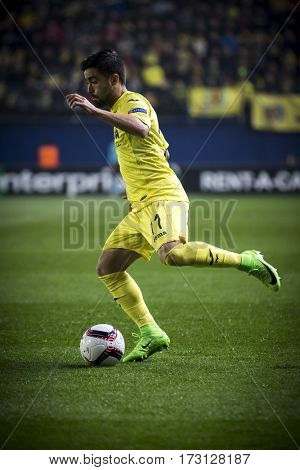 VILLARREAL, SPAIN - FEBRUARY 16: Jaume Costa during UEFA Europa League match between Villarreal CF and AS Roma at Ceramica Stadium on February 16, 2017 in Villarreal, Spain