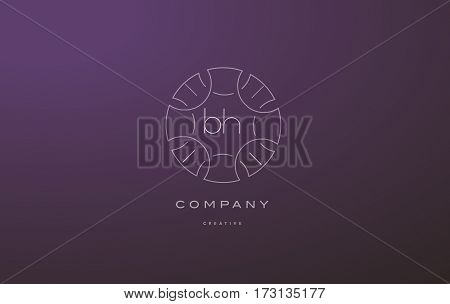 Bh B H Monogram Floral Line Art Flower Letter Company Logo Icon Design