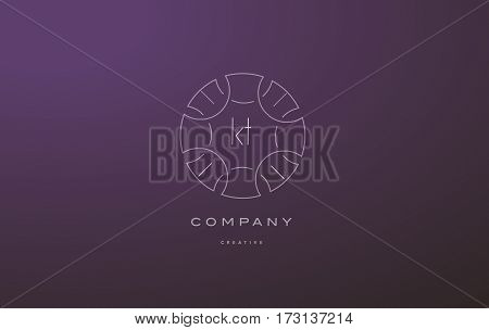 Kt K T Monogram Floral Line Art Flower Letter Company Logo Icon Design