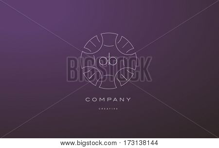 Ob O B Monogram Floral Line Art Flower Letter Company Logo Icon Design