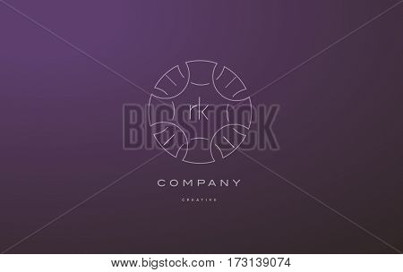 Rk R K Monogram Floral Line Art Flower Letter Company Logo Icon Design