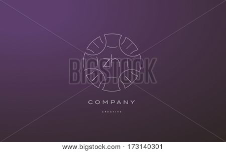 Zh Z H Monogram Floral Line Art Flower Letter Company Logo Icon Design