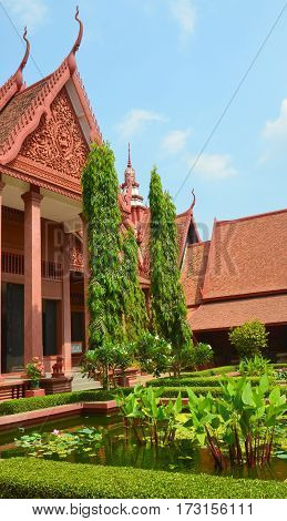 PHNOM PHEN, CAMBODIA 03 25 13: National Museum of Cambodia (Sala Rachana) in Phnom Penh is Cambodia largest museum of cultural history and is the country leading historical and archaeological museum.