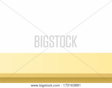 Light wooden or plastic beige tabletop. Vector table top isolated on white background.