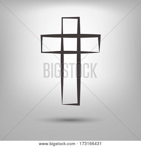 Hand Drawn Black Grunge Cross Icon, Simple Christian Cross Sign, Hand-painted Cross Symbol Created W