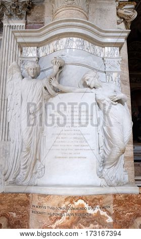 ROME, ITALY - SEPTEMBER 02: Monument of Prince Agostino Chigi in Church of Santa Maria del Popolo, Rome, Italy on September 02, 2016.