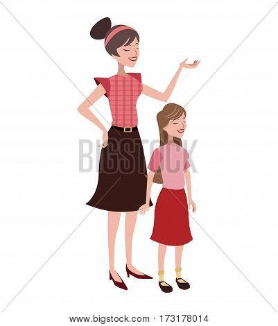 mother and daugther lovely vector illustration eps 10