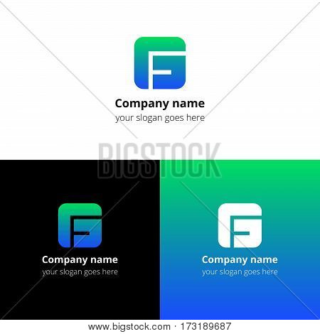 Letter G logo icon flat and vector design template. Monogram G. Logotype G with blue-green gradient color. Creative vision concept logo, elements, sign, symbol for card, brand, banners.