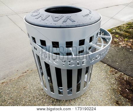 Outdoor Garbage Can near the Bus Stop at Vancouver