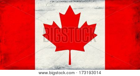 Vintage Canada flag background isolated on white
