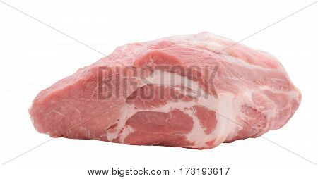 A piece of fresh raw pork isolated on white