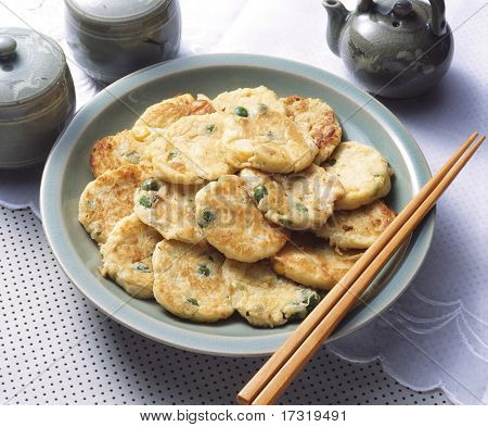 Koreanske ristet pandekage mad