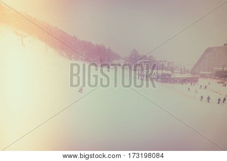 Yamakata, Japan - February 7, 2017: Rope-way in winter at Zao ski moutain, Yamagata Japan