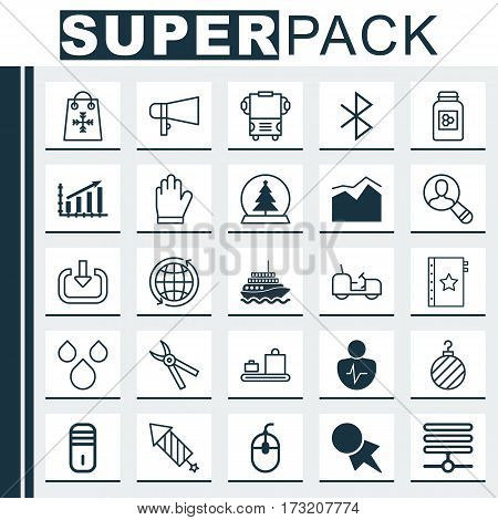 Set Of 25 Universal Editable Icons. Can Be Used For Web, Mobile And App Design. Includes Elements Such As Firework, Profit Graph, Personal Character And More.