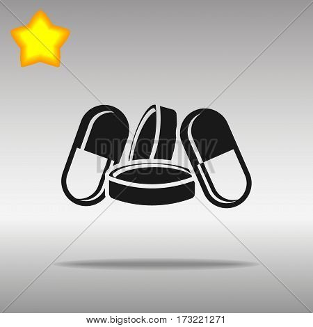 black Pills Icon button logo symbol concept high quality on the gray background