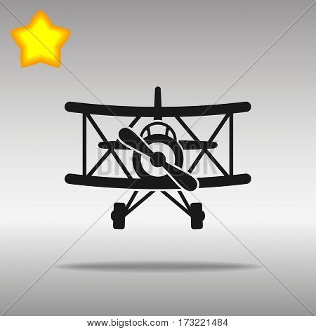black retro plane Icon button logo symbol concept high quality on the gray background
