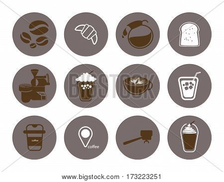 coffee icon set all about coffee shop