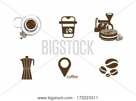 coffee icon set all about coffee shop