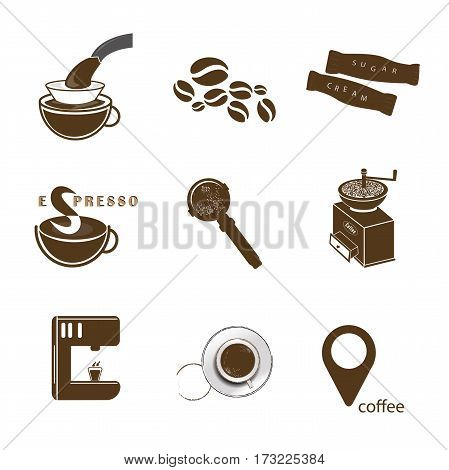 coffee icon set all about coffee shop