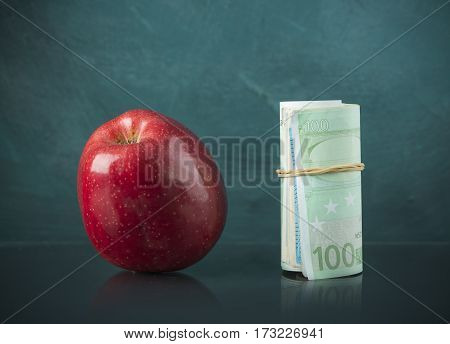 Background of banknotes. Euro banknotes 50 fifty. Money background