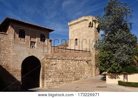 Puerta Alta (high door) in medieval town of Daroca Zaragoza province AragonSpain