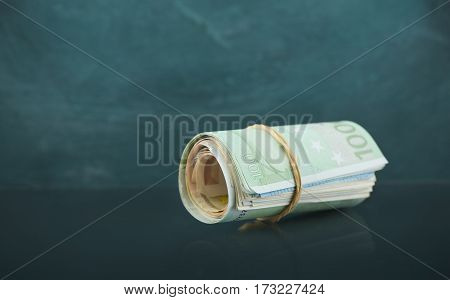 Background of banknotes. Euro banknotes 50 fifty. Money background