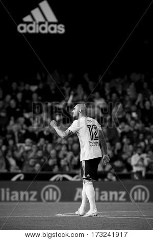 VALENCIA, SPAIN - FEBRUARY 22: Simone Zaza during La Liga soccer match between Valencia CF and Real Madrid at Mestalla Stadium on February 22, 2017 in Valencia, Spain