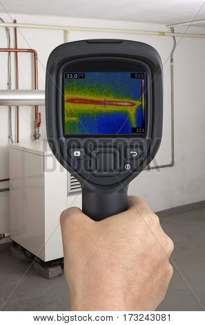 Service Check of Gas Furnace with Thermal Camera