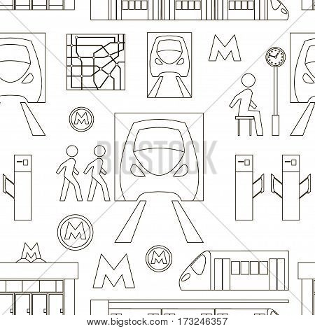Metro underground symbols transportation concept set pattern. Vector illustration, EPS 10