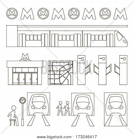Metro underground symbols transportation concept set. Vector illustration, EPS 10
