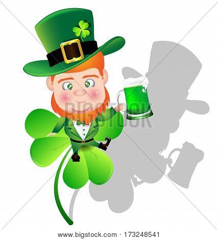 Irish man irish man hold beer on Shamrock for St Patrick Day card