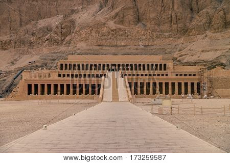 LUXOR, EGYPT: Ancient ruins of Karnak temple in Egypt at noon. The complex is a vast open-air museum, and the second largest ancient religious site in the world