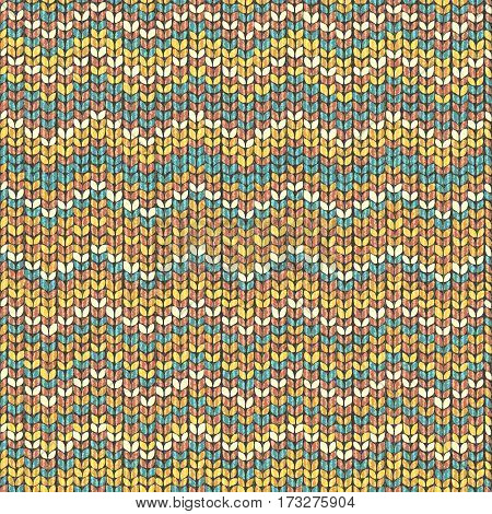 Zigzag yellow knitted seamless pattern illustration. 