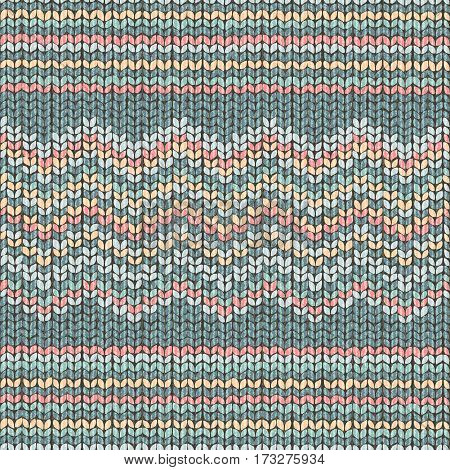 Fabric green knitted texture, zigzag seamless pattern