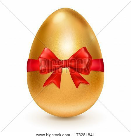 Golden Easter Egg With Red Bow