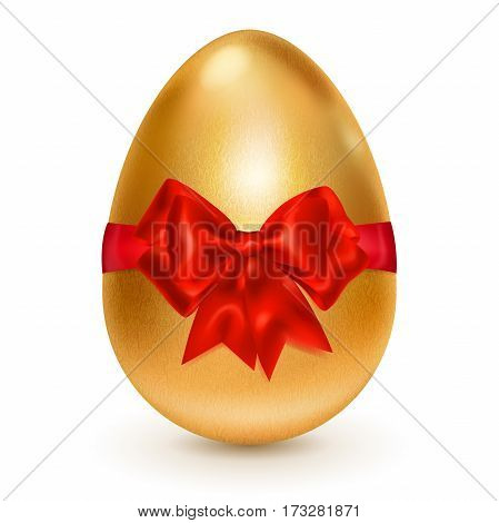 Golden Easter Egg With Red Bow