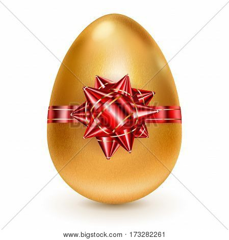 Golden Easter Egg With Red Bow