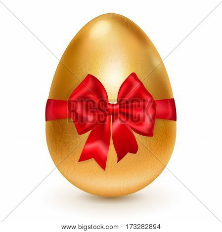 Golden Easter Egg With Red Bow