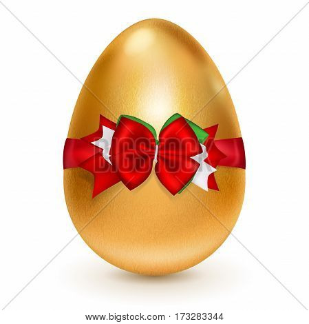 Golden Easter Egg With Red Bow