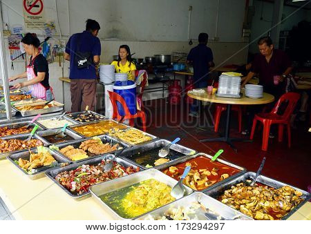 PINANG ISLAND, 14 JANUARY 2017 - Street food in George Town, Pinang Island, Malaysia
