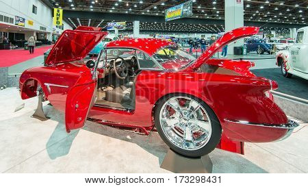 DETROIT MI/USA - February 25 2017: A 1954 Chevrolet Corvette car interpretation, 