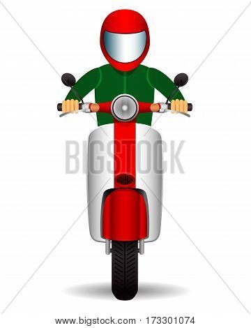 scooter biker. front view. isolated character on a white background. vector illustration.
