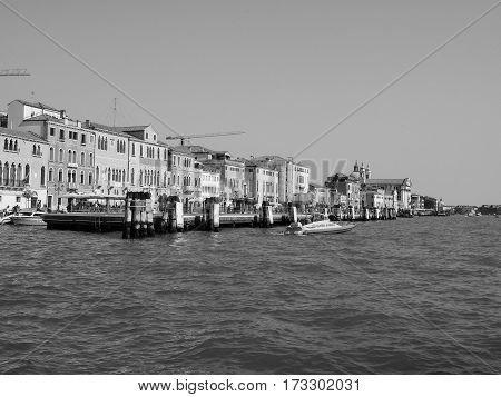 Giudecca Canal In Venice In Black And White